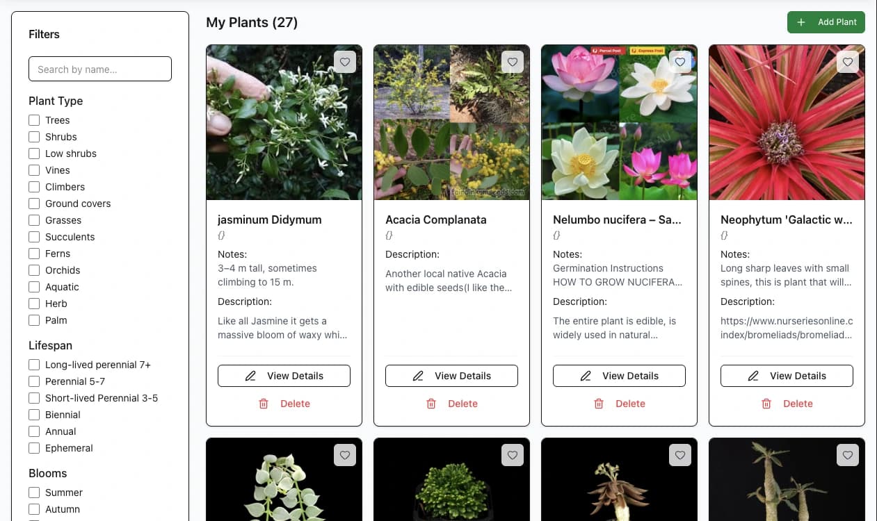 Horticulture Database website